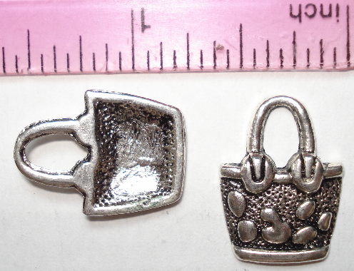 Mini Purse Charm - Silver with 6 Patches