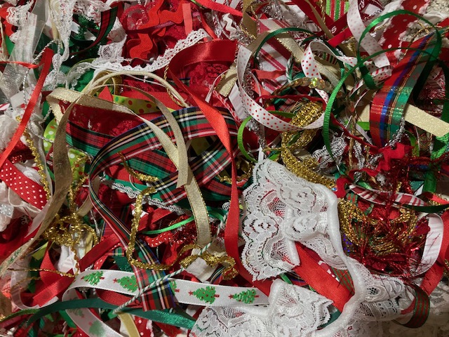 30 Pcs Christmas Ribbon & Lace Grab Bag Christmas Trims Scrap